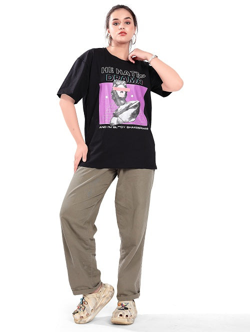 He hates Drama oversized t-shirt