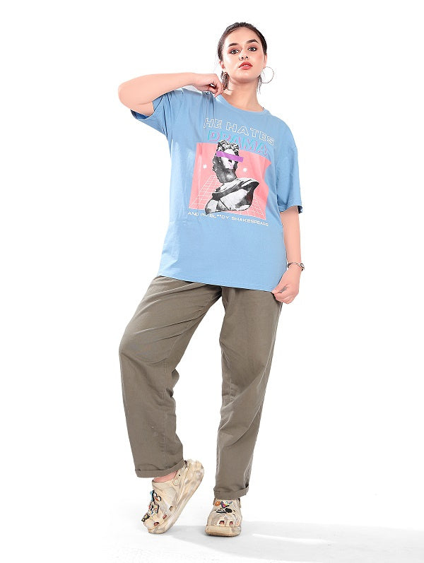 He hates Drama oversized t-shirt