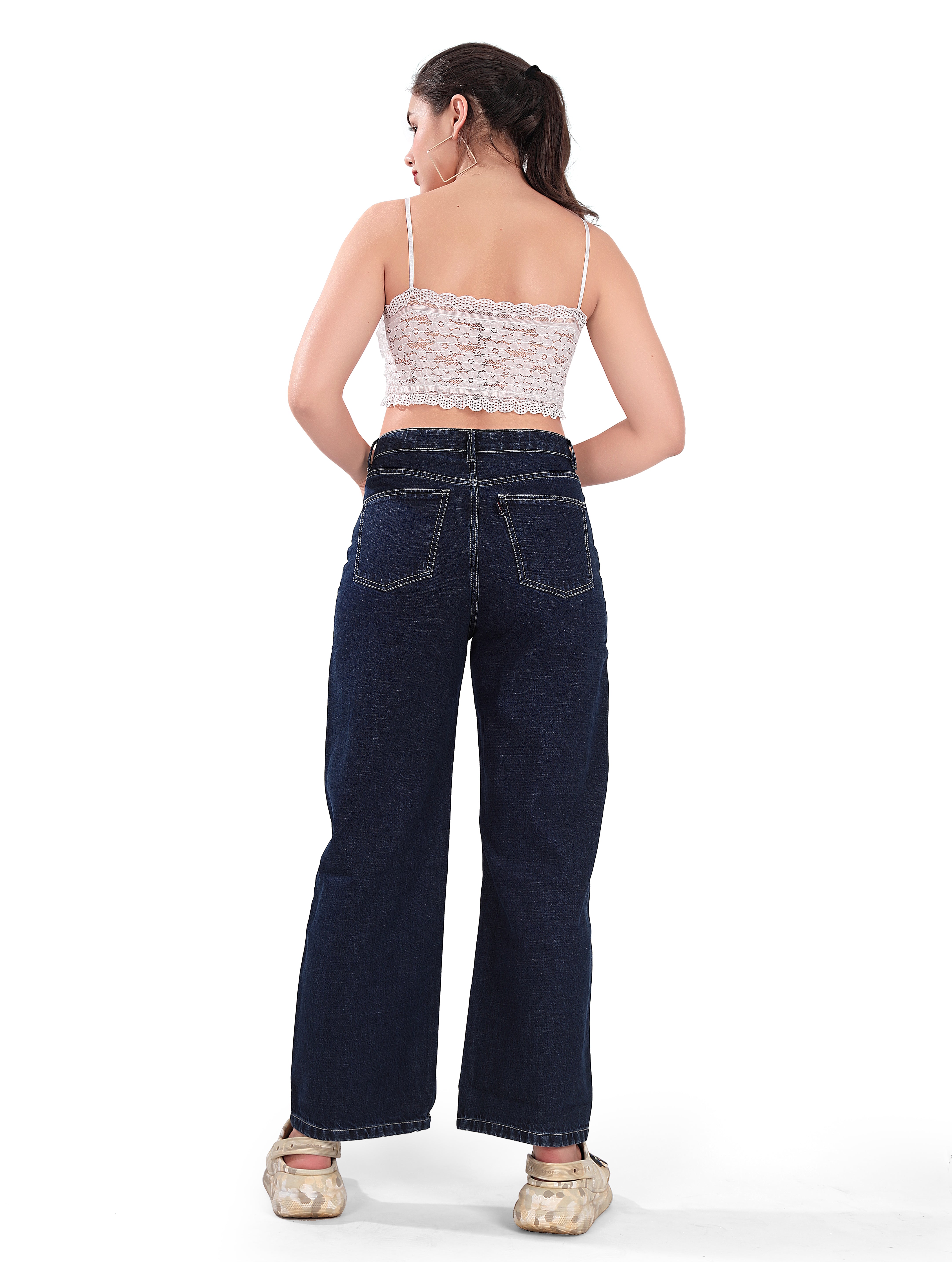 High Rise Denim Blue Wide leg Jeans