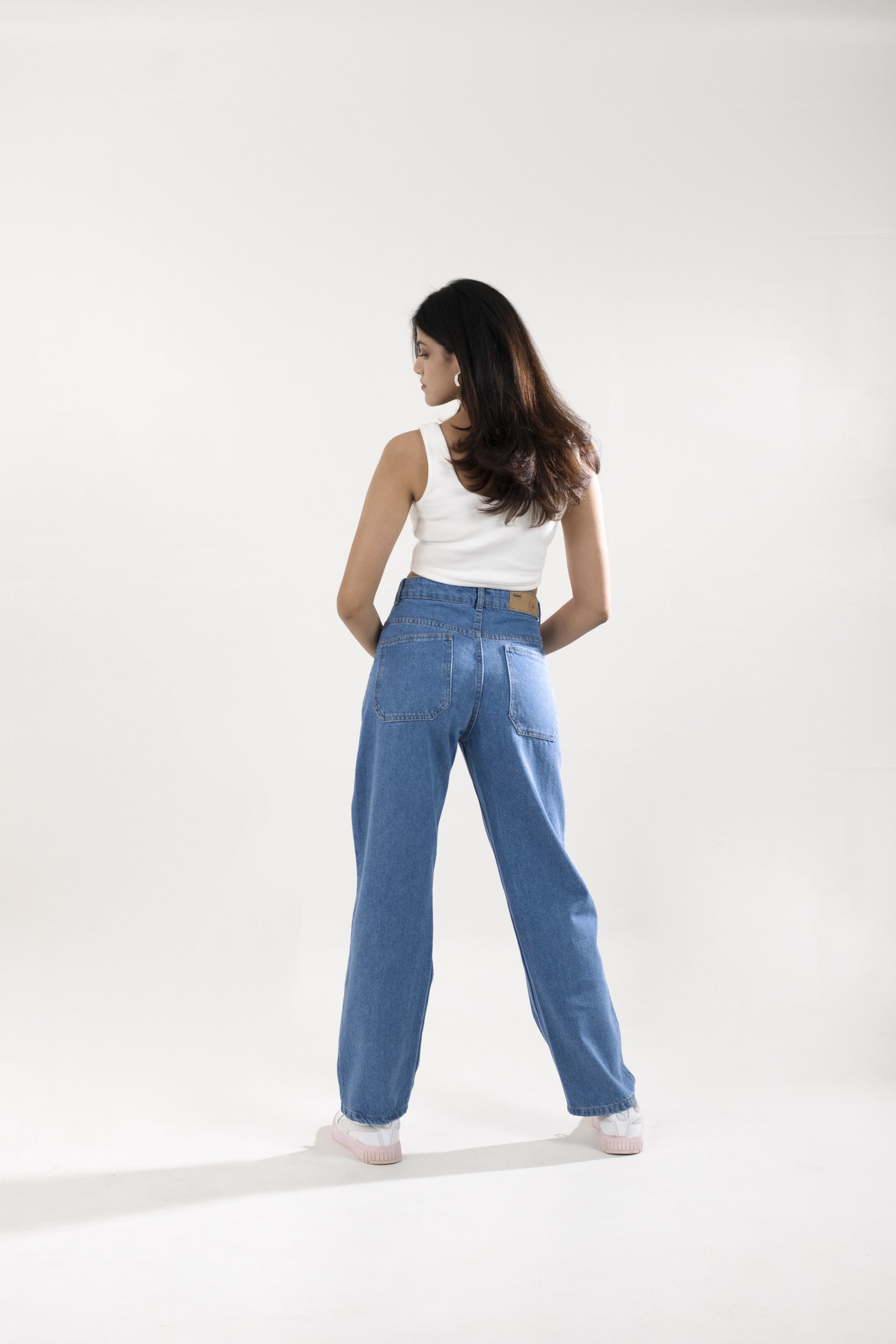 Denim blue plain straight fit