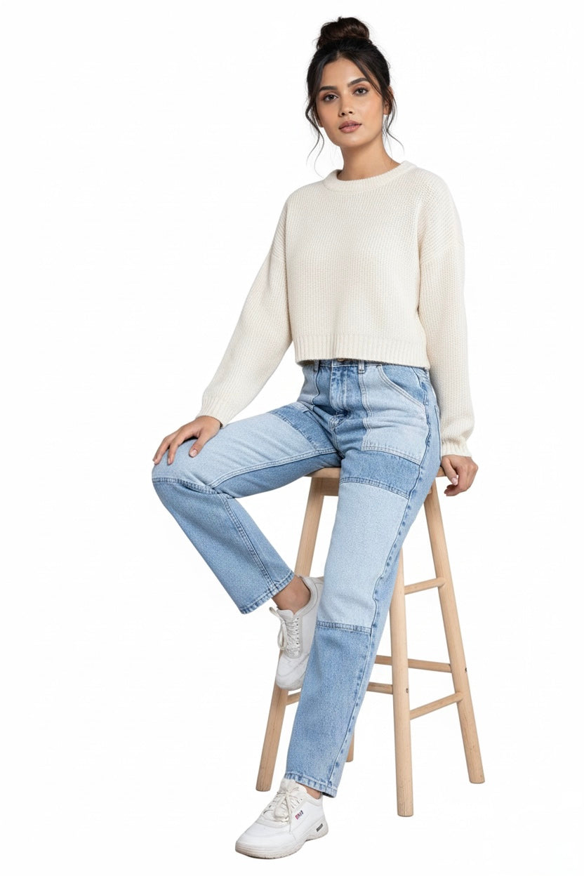 Retro Mosaic Straight fit denim