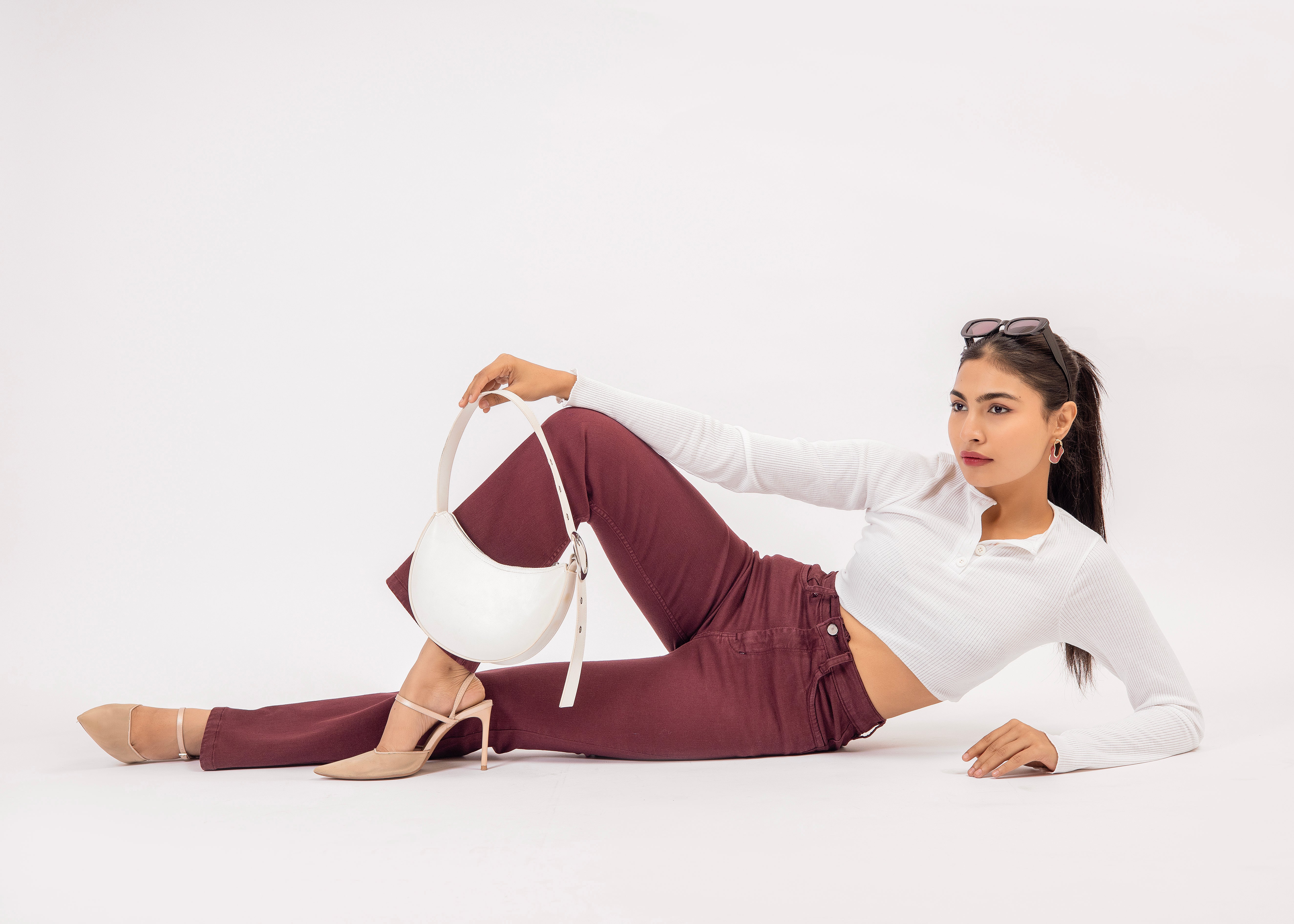 Wine High-Rise Bootcut Denim Jeans