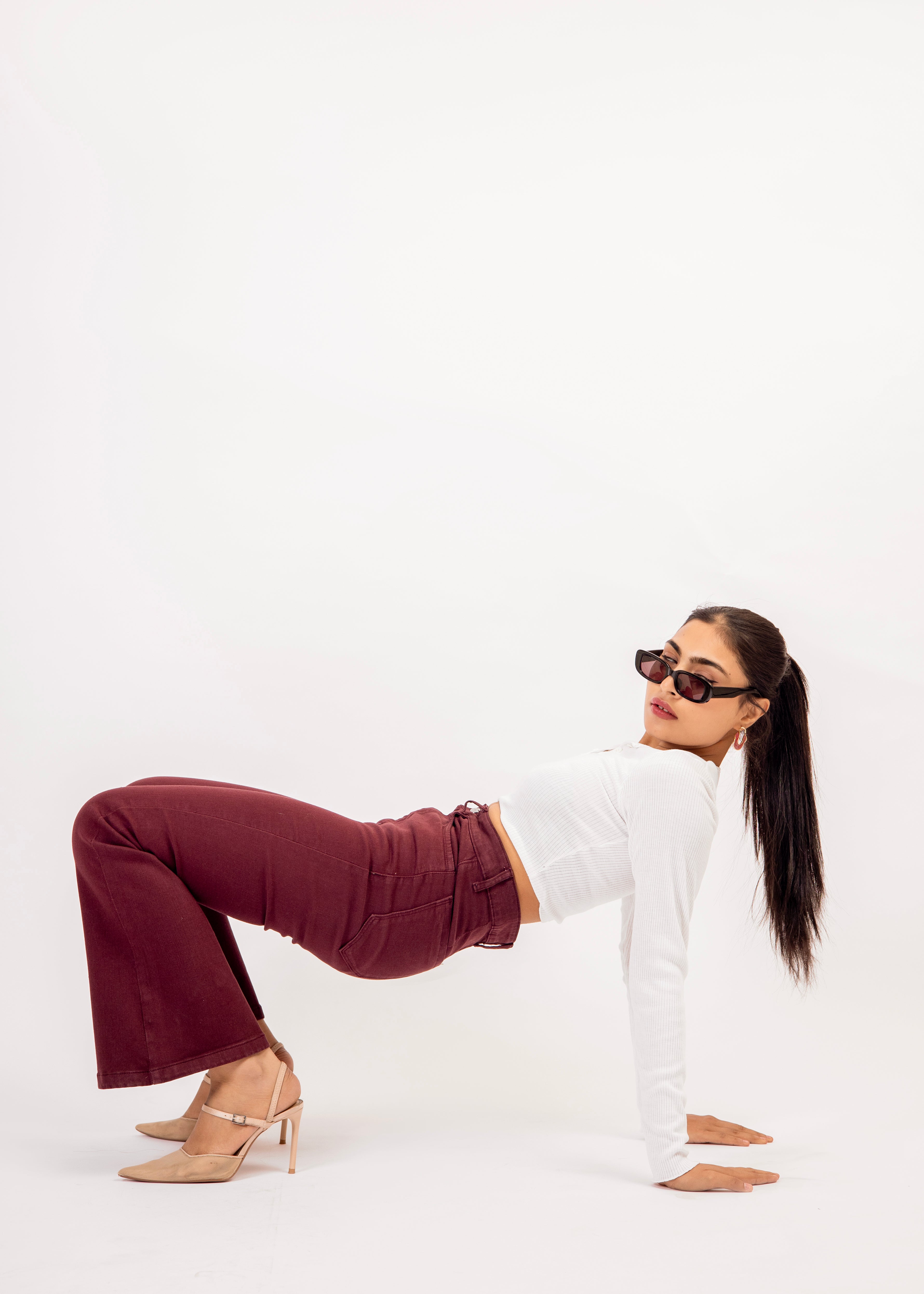 Wine High-Rise Bootcut Denim Jeans