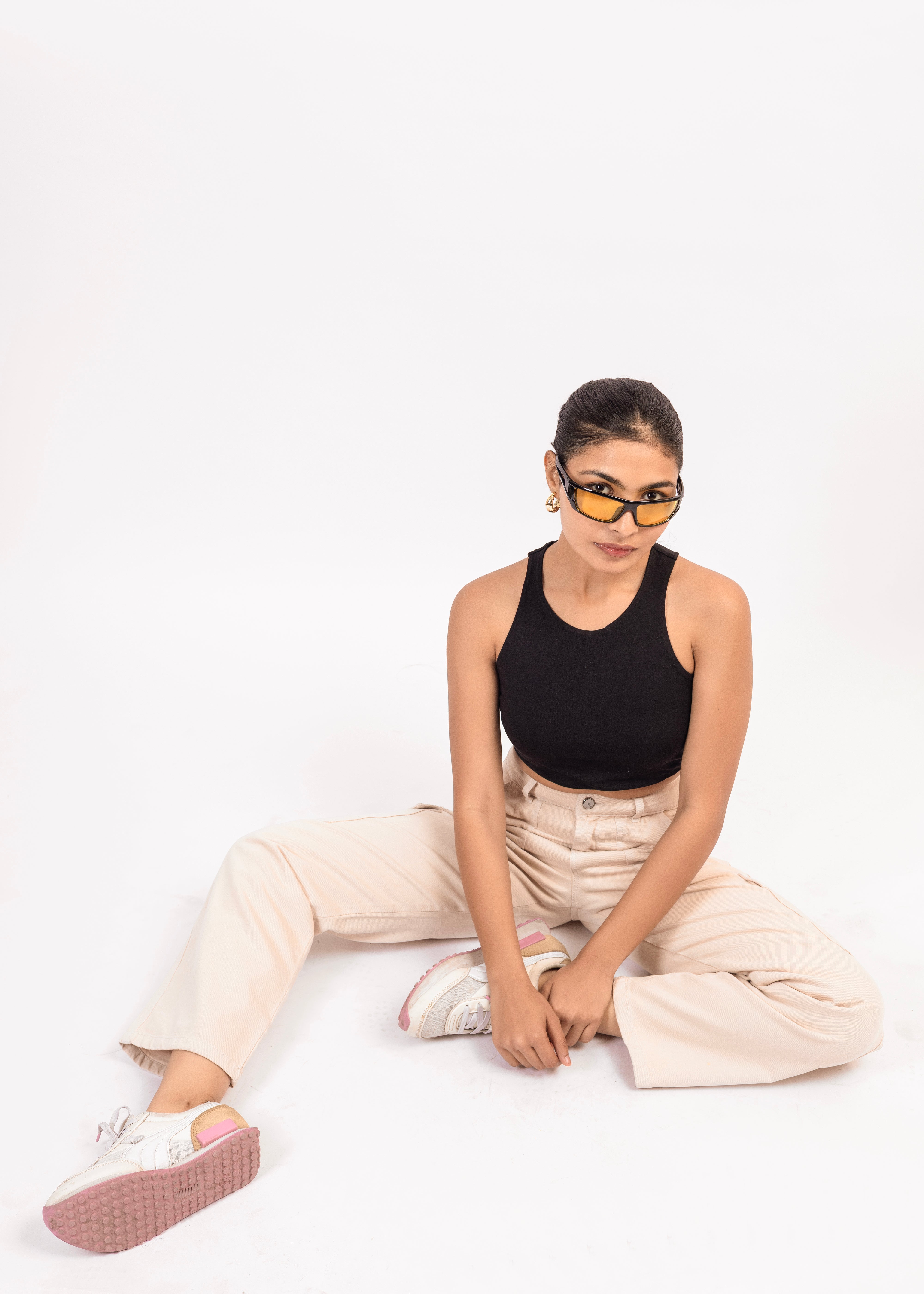 Beige Straight Fit Cargo Pants