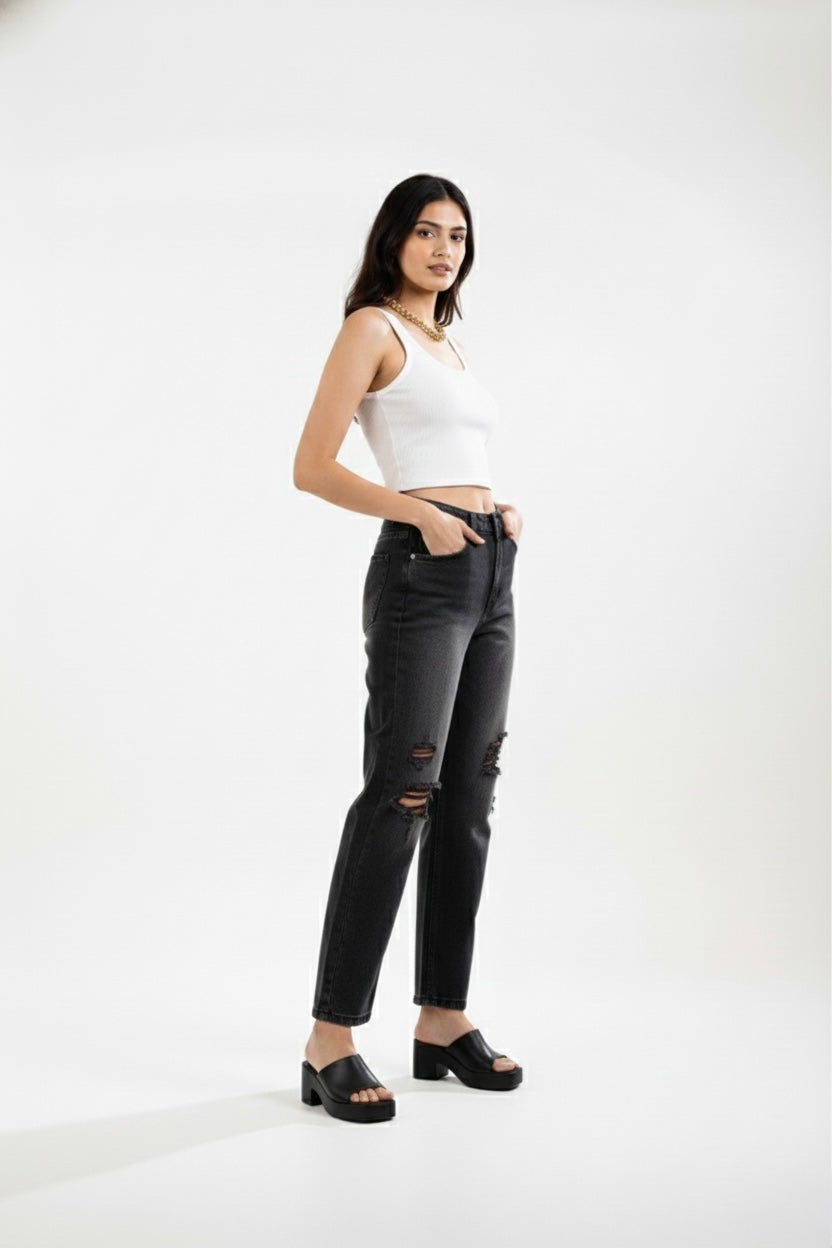 Charcoal rugged straightfit