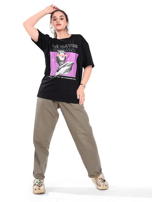 He hates Drama oversized t-shirt
