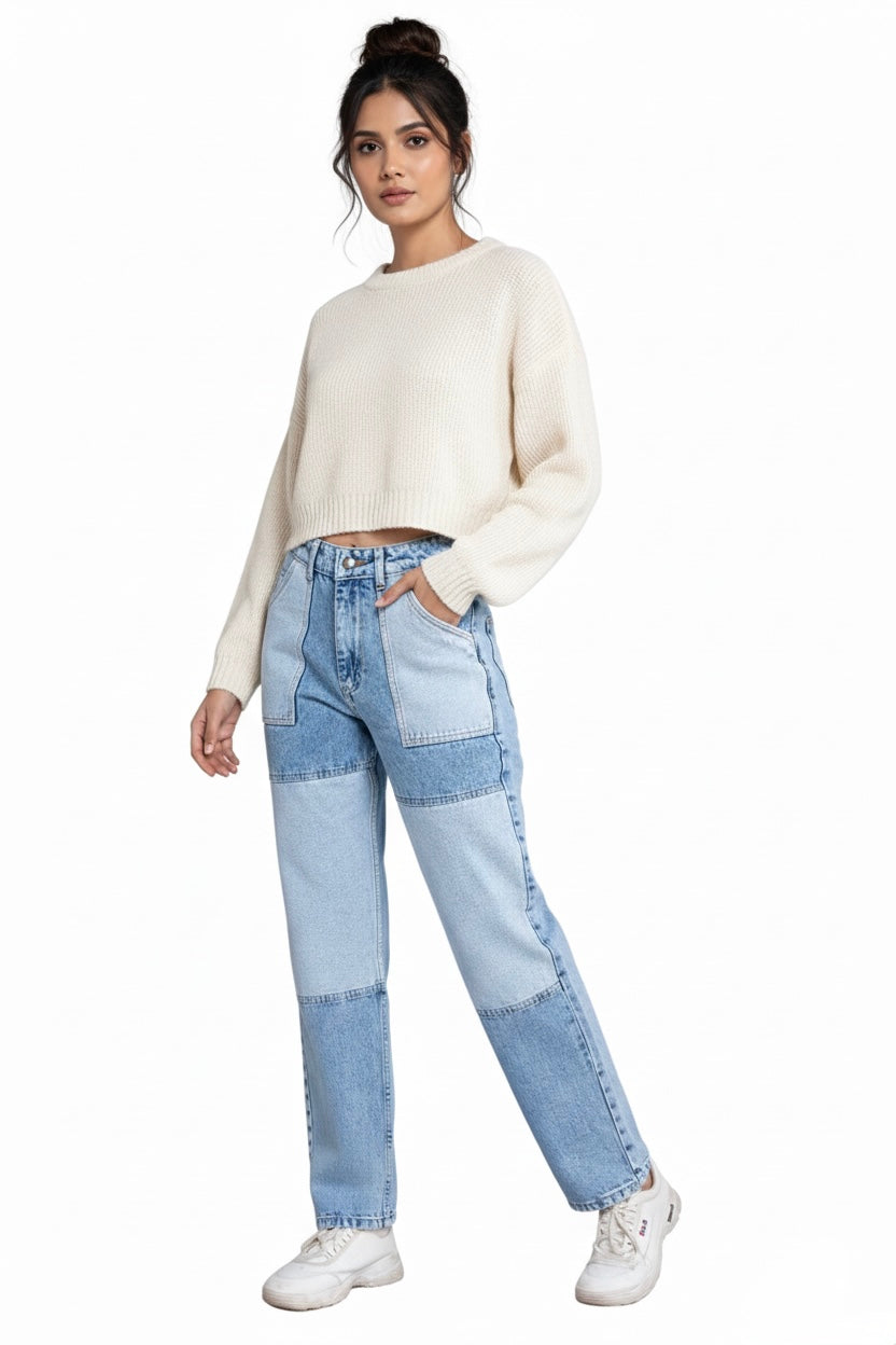 Retro Mosaic Straight fit denim