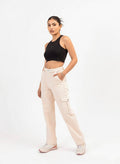 Beige Straight Fit Cargo Pants