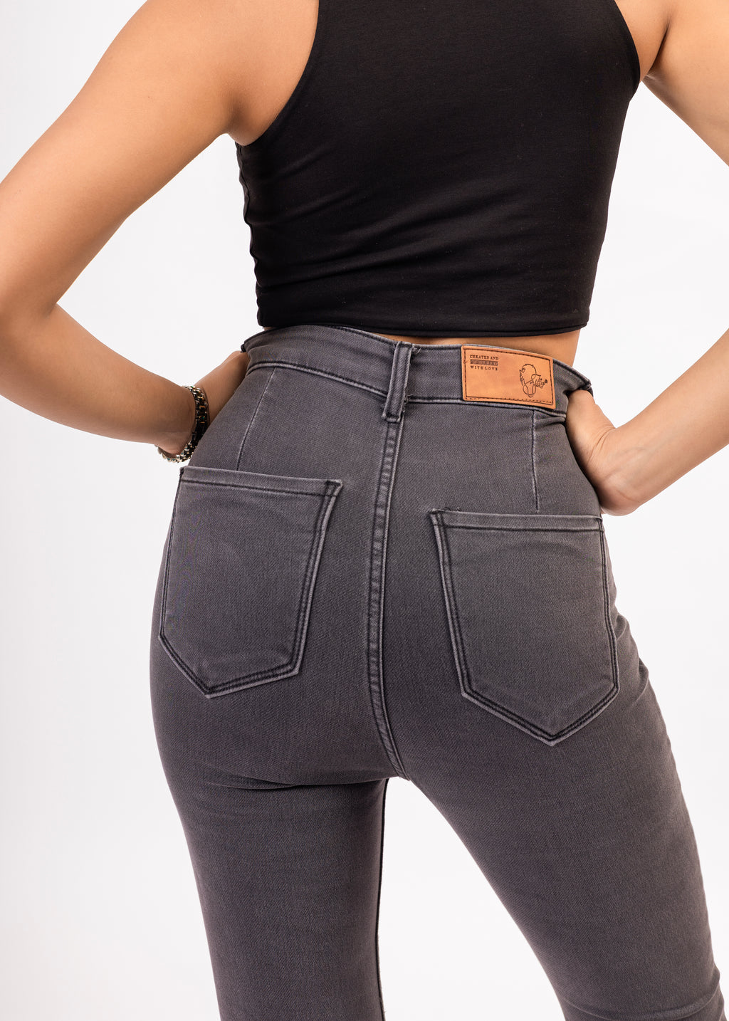 Grey High-Rise Bootcut Denim