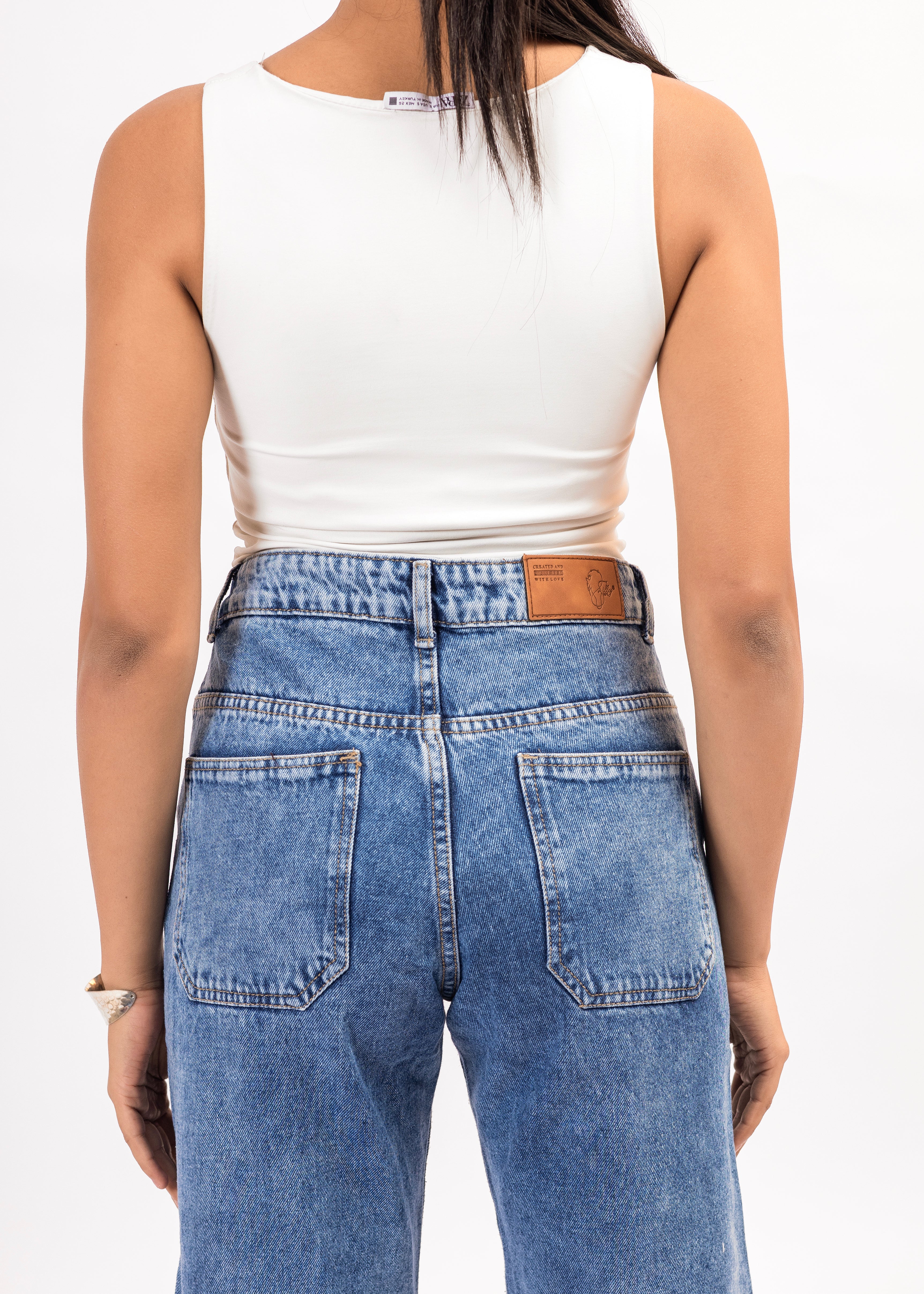 Ice Blue Plain Straight Fit