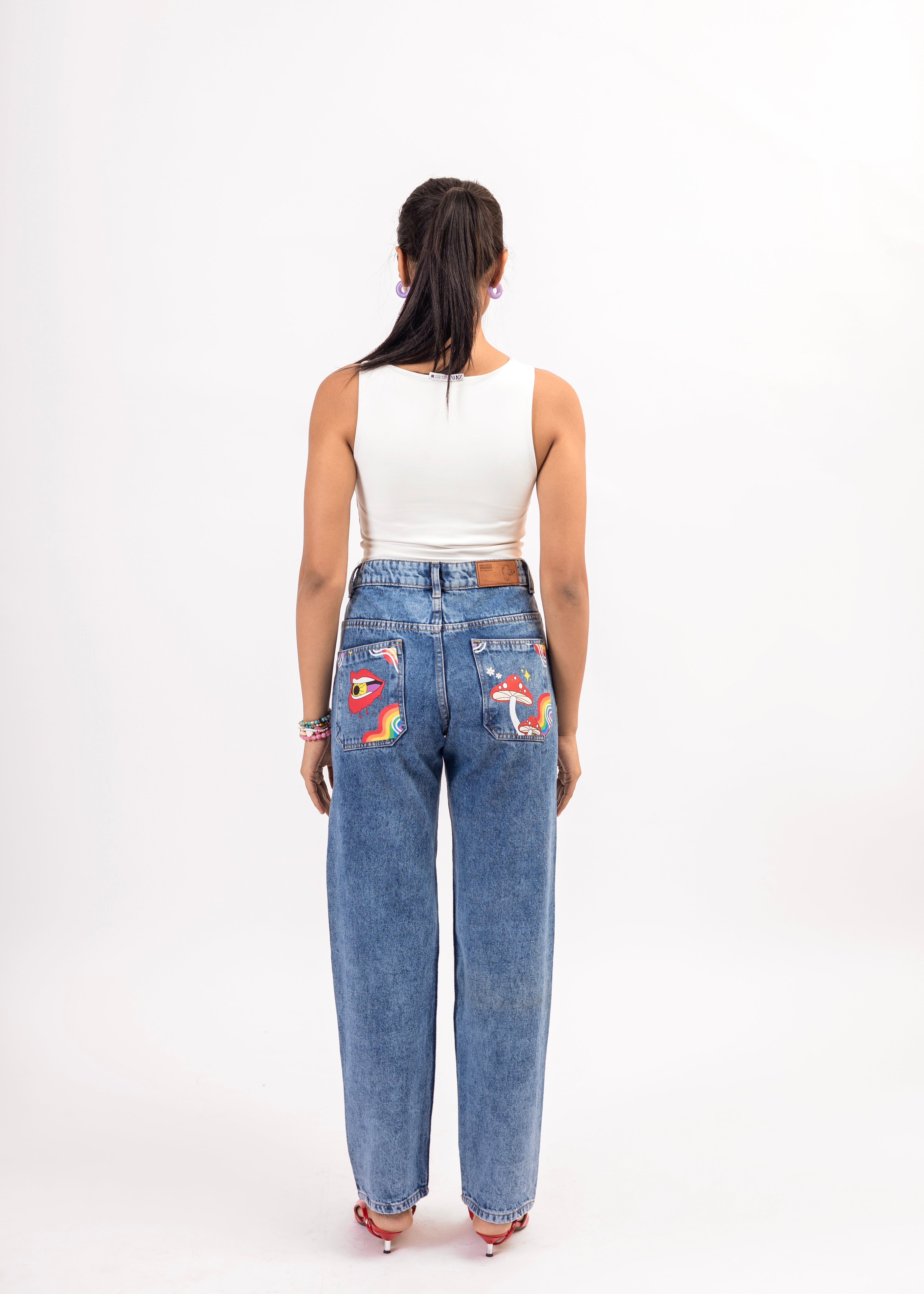 POPPY PARADISE PRINTED STRAIGHT FIT DENIM