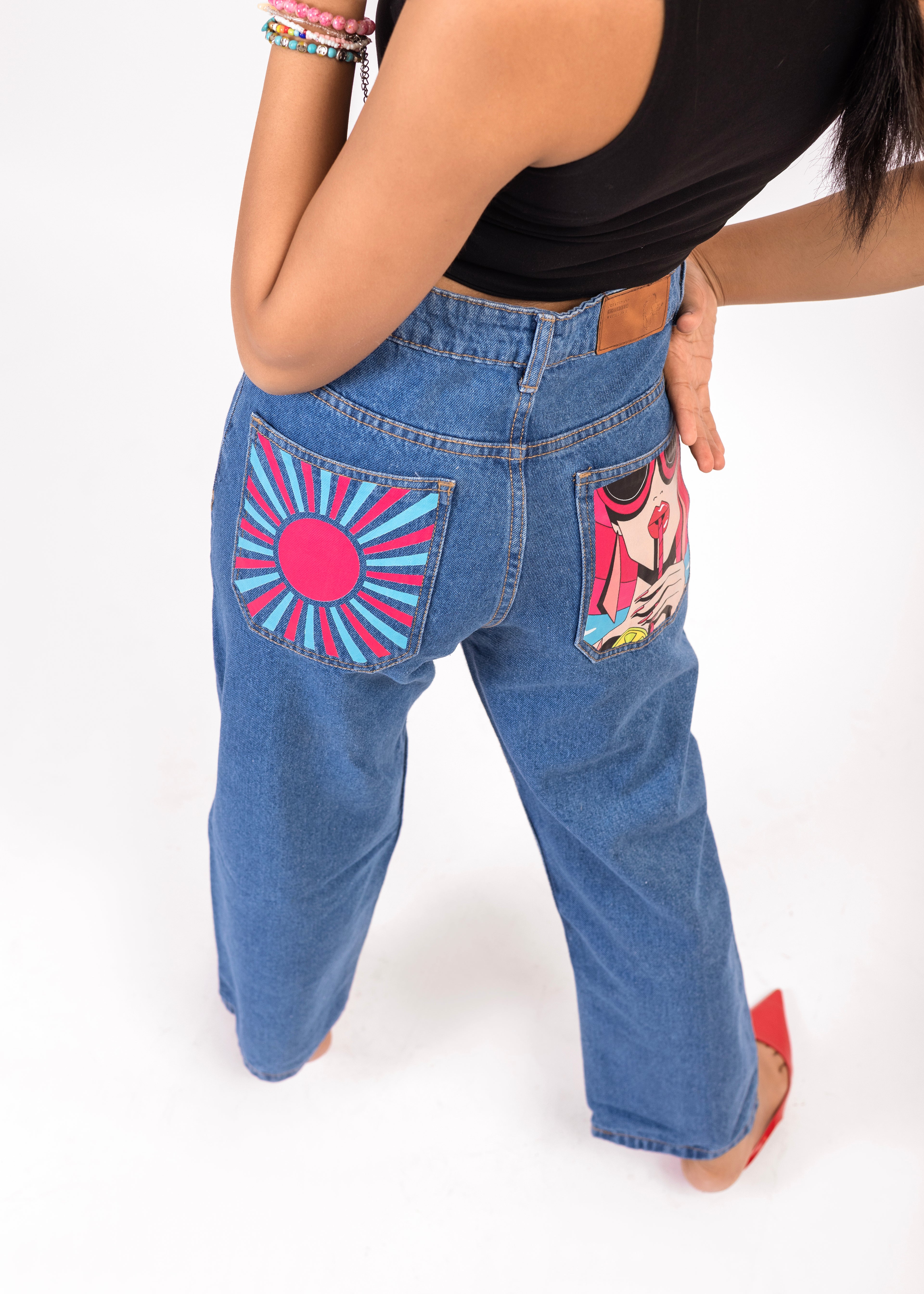 SUNNY PARADISE PRINTED STRAIGHT FIT DENIM