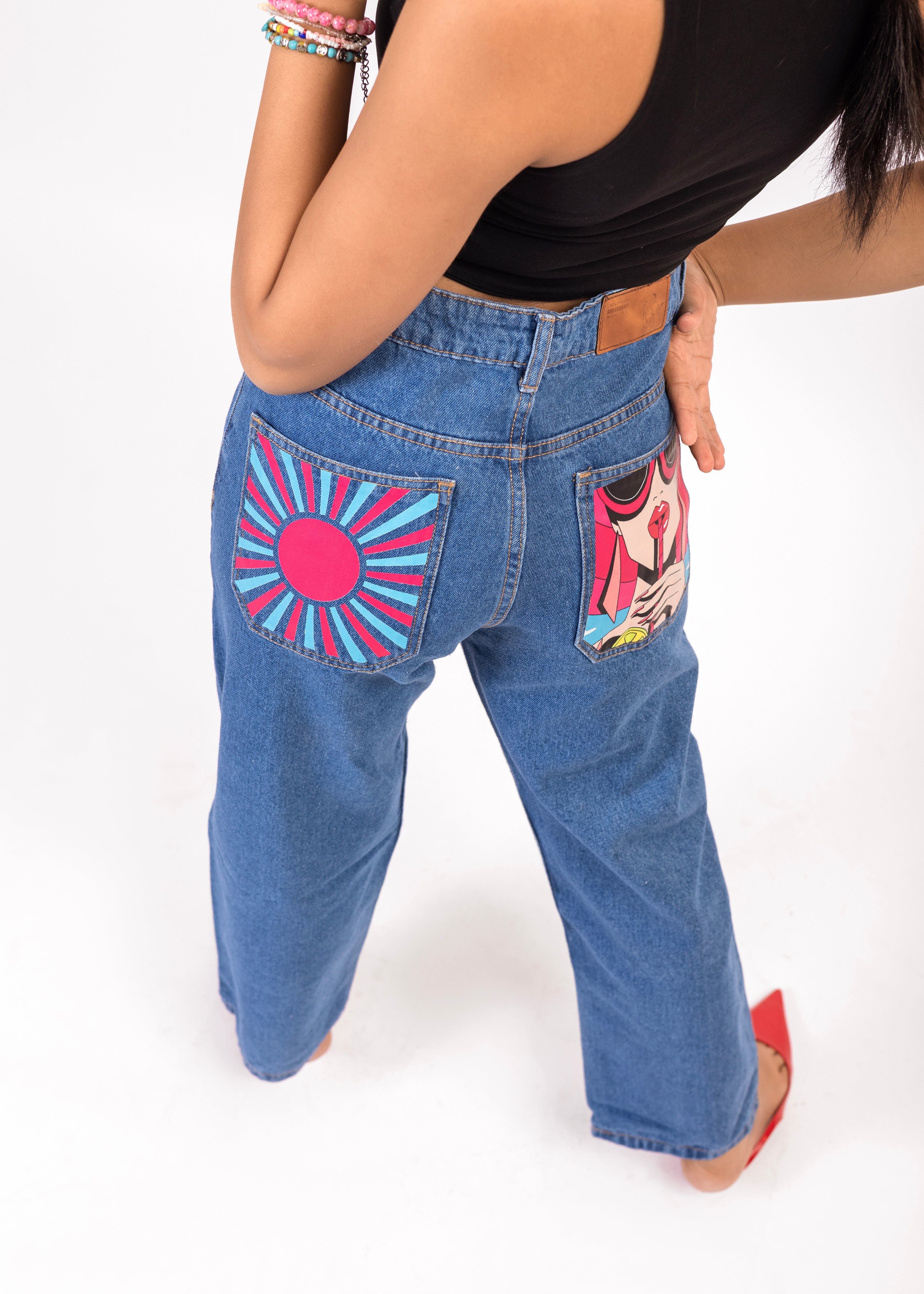 PSYCHEDELIC PARADISE PRINTED STRAIGHT FIT DENIM