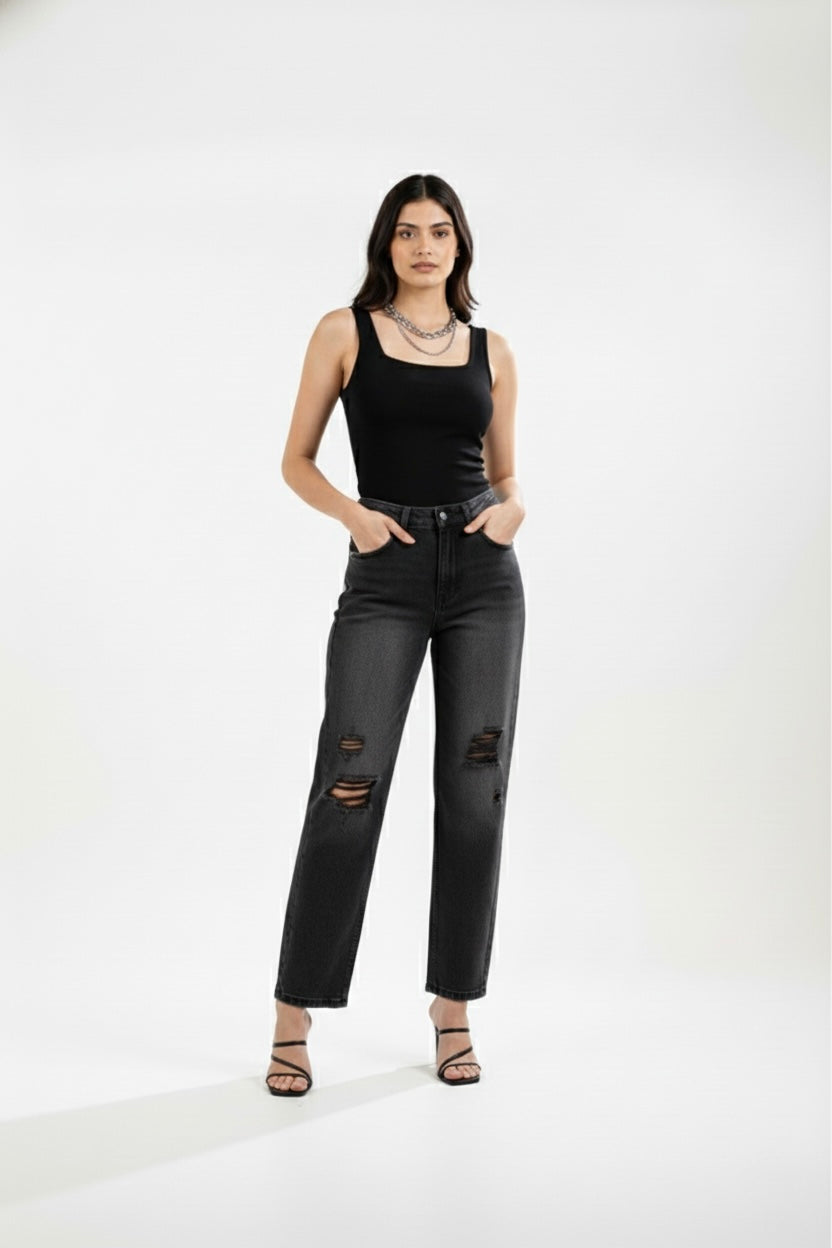 Charcoal rugged straightfit