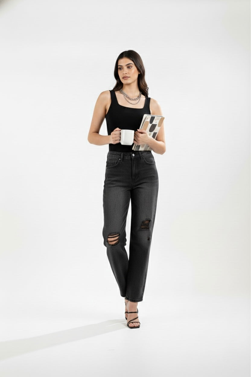 Charcoal rugged straightfit