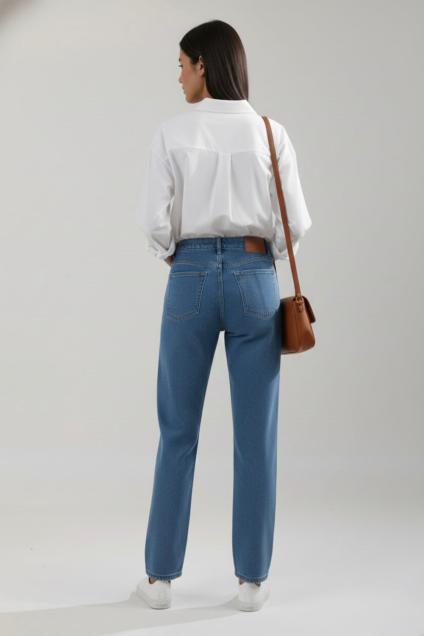 Denim blue plain straight fit