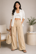 Sand Beige Pleated Pants (UNISEX)