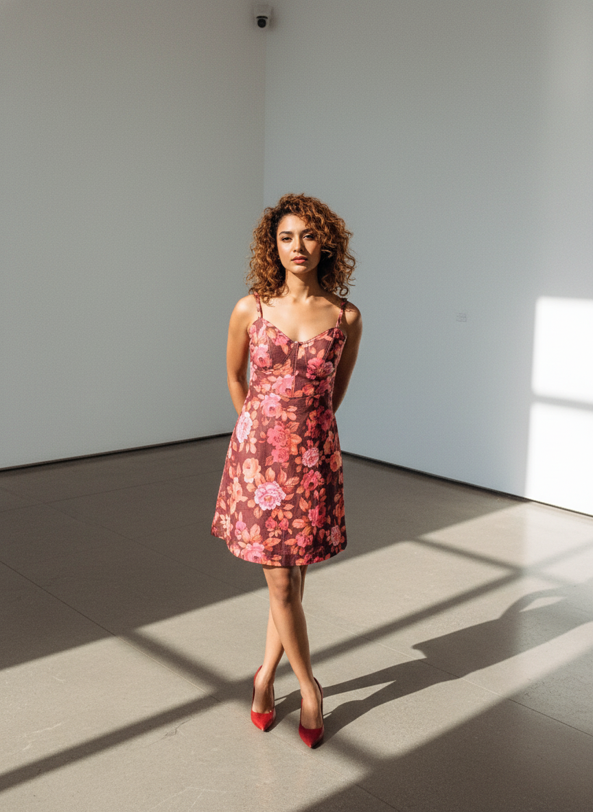 Wine Floral Bustier Mini Dress