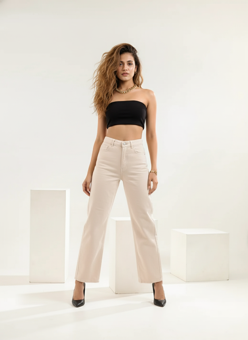 Beige wide leg