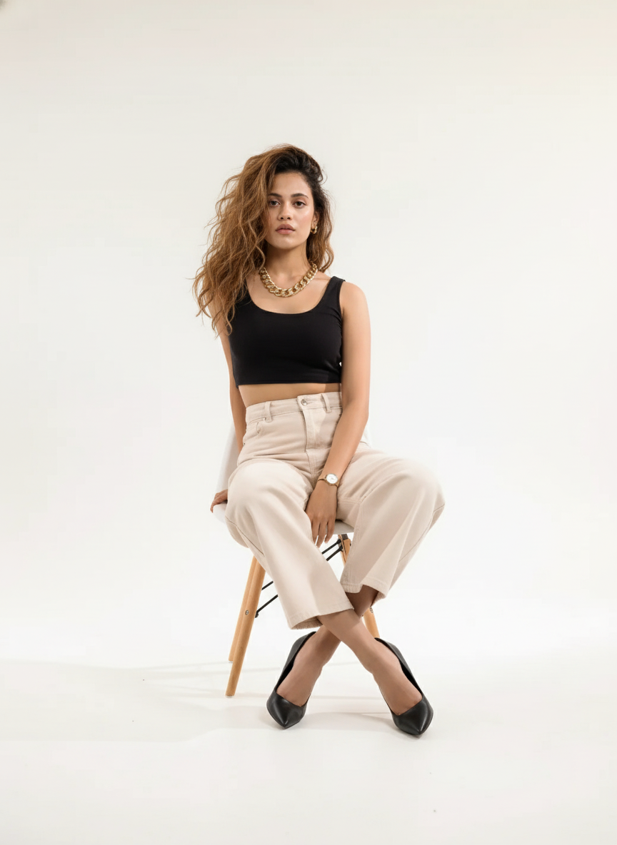 Beige wide leg
