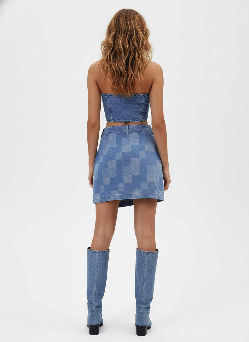 Light Blue Pixel Skirt