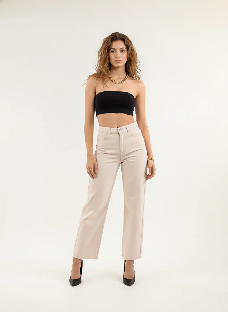 Beige wide leg