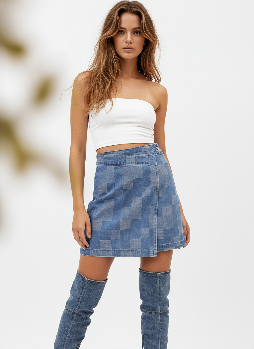 Light Blue Pixel Skirt